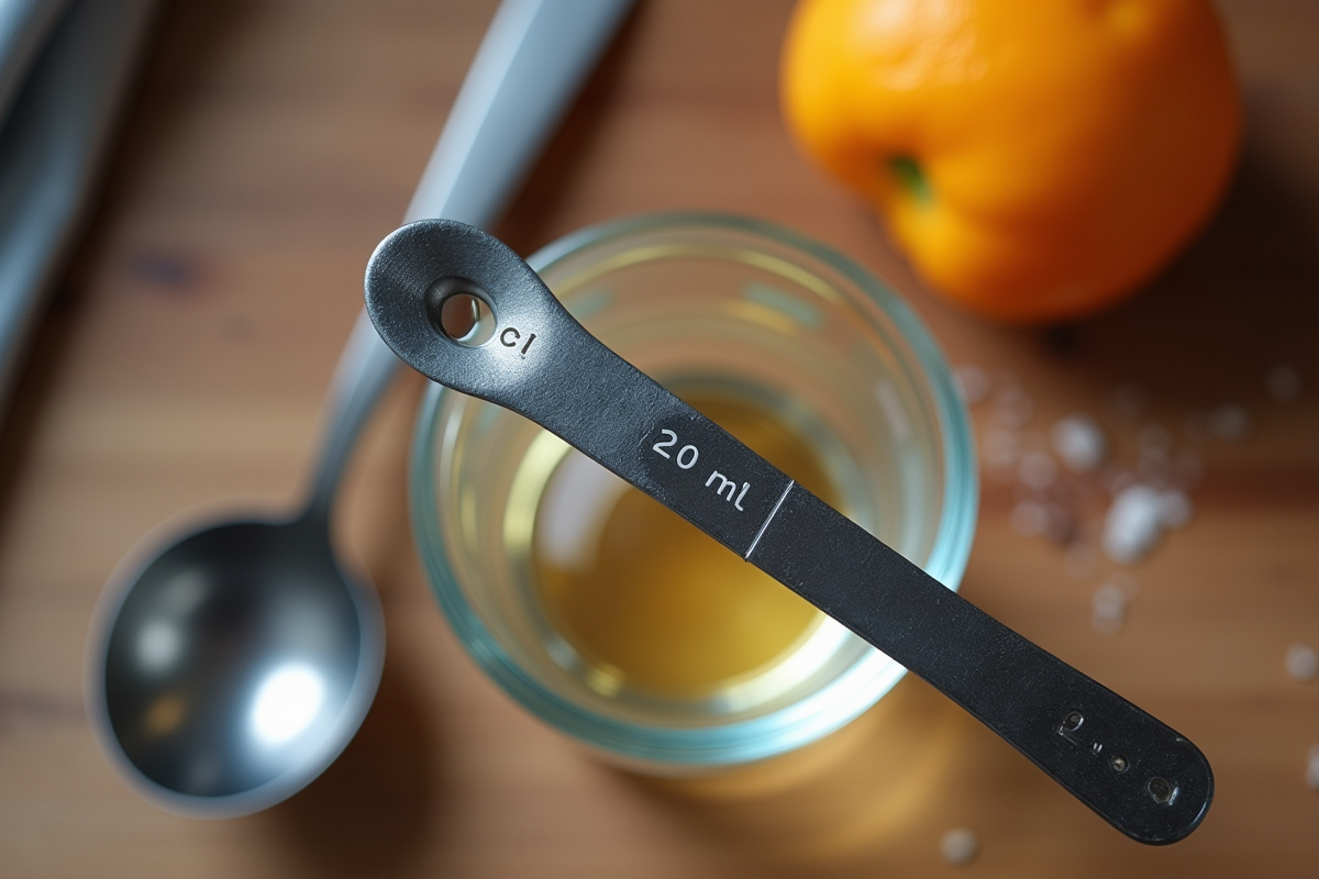 Cuillère mesure en acier inoxydable avec marque 20 ml visible