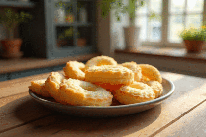 Assiette de biscuits ladyfinger frais sur table en bois
