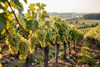 Grappes de chenin blanc sur les coteaux de Vouvray en Touraine