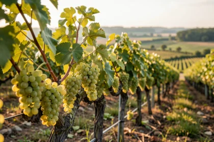 Grappes de chenin blanc sur les coteaux de Vouvray en Touraine