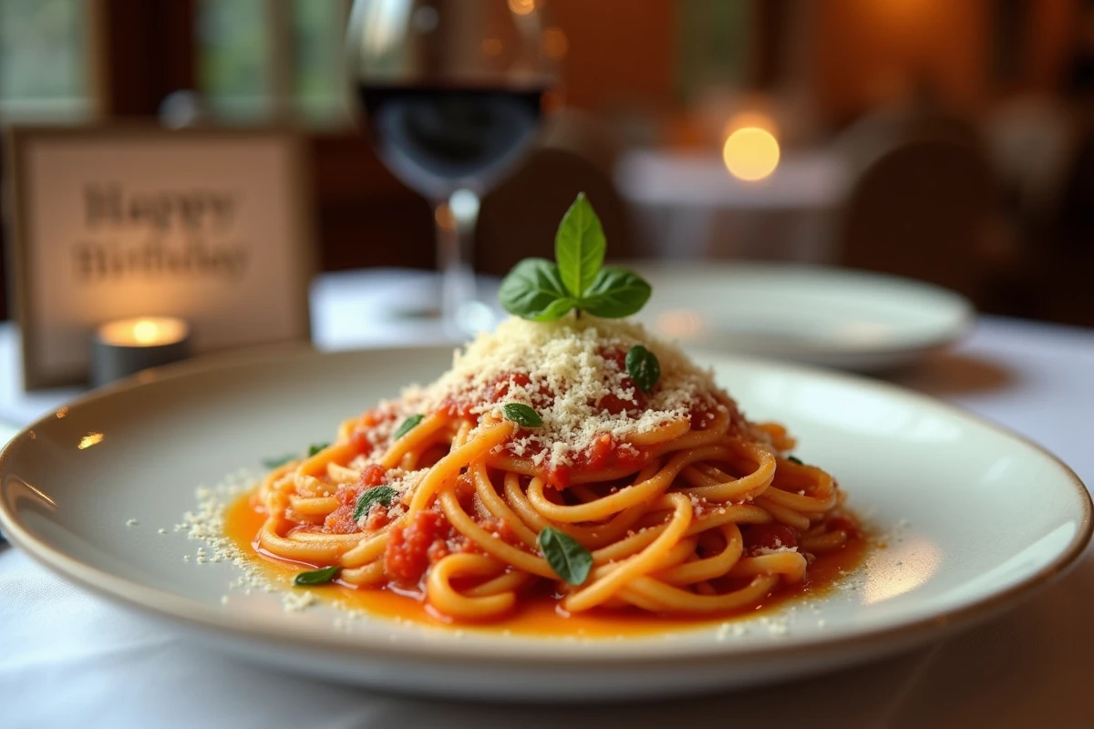 Assiette de pasta fraîche italienne servie pour un repas d'anniversaire au restaurant Ober Mamma dans le 11e arrondissement de Paris