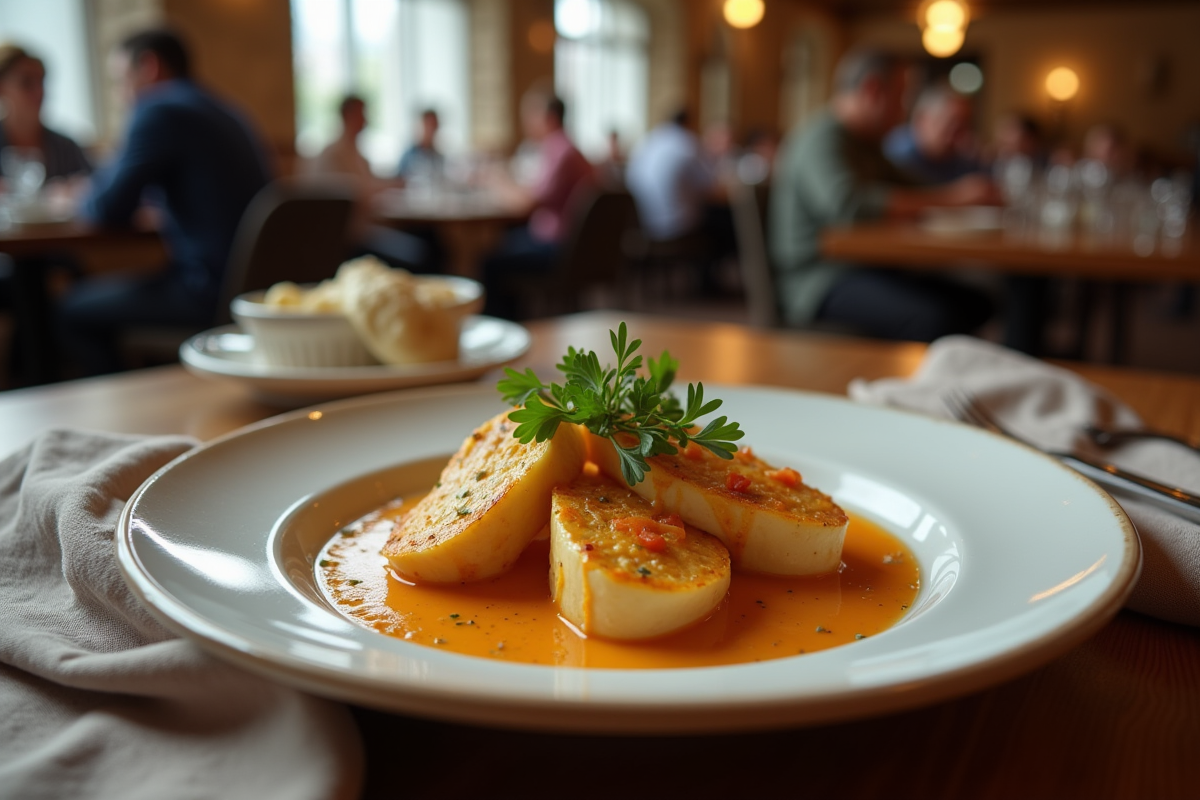 Gros plan sur un plat français garni d